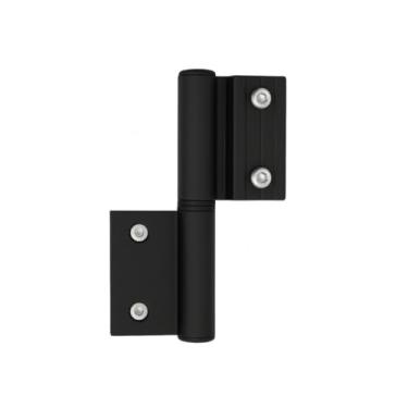 Imagem de Dobradiça de Encaixe para Porta de Alumínio, Linha 25 Suprema, Preta, 103mm, com Sistema de Desvio, DOB-689