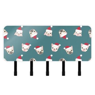 Imagem de Burbuja Porta-chaves para cães de Natal com 5 ganchos, porta-chaves autoadesivo montado na parede, organizador de armazenamento de correio para entrada, decoração de casa