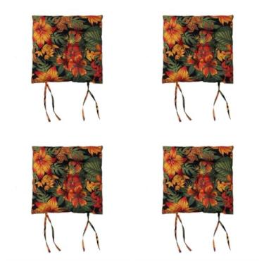 Imagem de Kit 4 Almofadas Futon para Cadeira 40x40 cm Confortáveis e Decorativas - Assento Macio para Sala e Cozinha (Color 8)