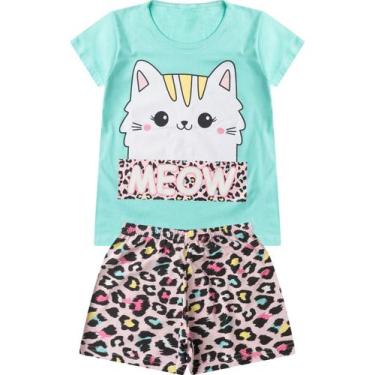 Imagem de Pijama Infantil Menina Curto Algodão Select Verde, 14, Verde