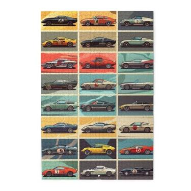 Imagem de MA6GE8DE Quebra-cabeças de carros esportivos vintage para adultos, 1000 peças, arte engraçada para adultos, alívio do estresse, quebra-cabeça de madeira de carro esportivo clássico, ótimo para relaxar