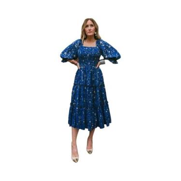 Imagem de Vestido Longo Amarelo Xadrez Para Mulheres Estilo Elegante De Festa Na