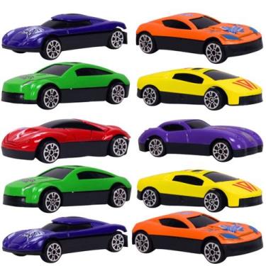 Imagem de Kit 10 Carrinhos Miniatura Esportivo Roda Livre Metal Sortidos Escala 