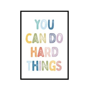 Imagem de Pôster em tela Positive Affirmations Growth Mindset Feelings Wall Art Kids Mental Health Therapy Pictures Playroom Classroom Decor Educational Prints (SKU4,12 x 45,7 cm = (30 x 45 cm), moldura preta)