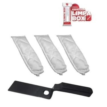 Imagem de Pano de Limpeza e Limpador De Transpasse Espatula Limpa Vidros Janelas E Box (1 Espatula com 3 Refil)