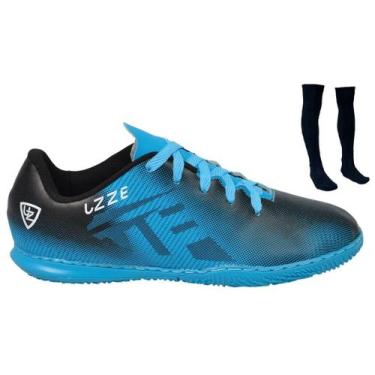 Imagem de Chuteira Futsal Quadra UZ Adulto Costurada + Meião Futebol - Uzze, Azu