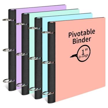 Imagem de LETVPVOW 4 fichários de 3 anéis giratórios de 360°, fichários macios de 2,5 cm, 3 anéis, fichário flexível e fino com três anéis para 21,6 x 28 cm, para casa, escola e escritório - azul, verde, rosa