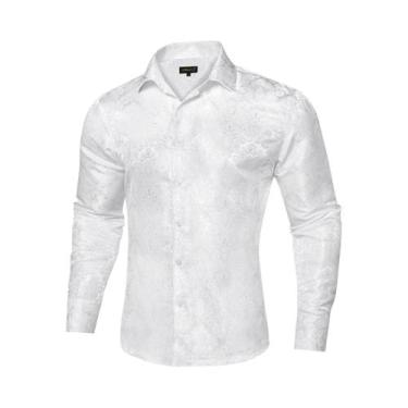 Imagem de Camisa Social Masculina De Luxo Roxa Com Estampa Paisley Em Poliéster 