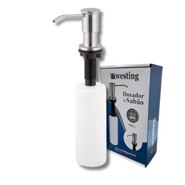 Imagem de Dosador e Dispenser de Detergente Líquido INOX 304 Premium ESCOVADO Modelo Americano de Pia Embutir 500m - Westing