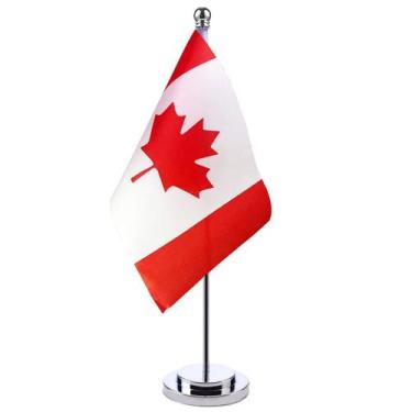 Imagem de Bandeira de mesa Bandeira do Canadá 14x21cm de poliéster com suporte -