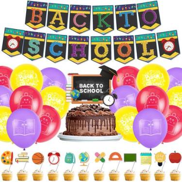 Imagem de Conjunto de decoração para festa de volta às aulas com 15 balões e ban
