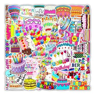 Imagem de Pacote de adesivos para comemoração de feliz aniversário, 50 unidades 