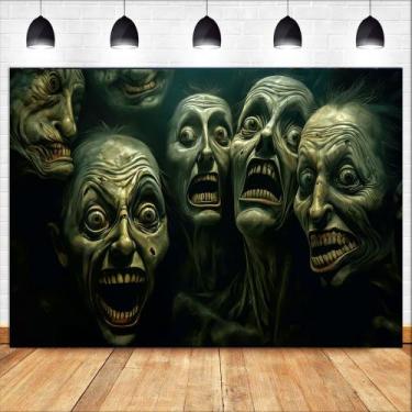 Imagem de Tapeçaria para pendurar na parede Halloween Creepy Zombie Faces 150x10