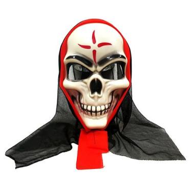 Imagem de Máscara de cosplay Fantasma assustador com lenço vermelho, fantasia de