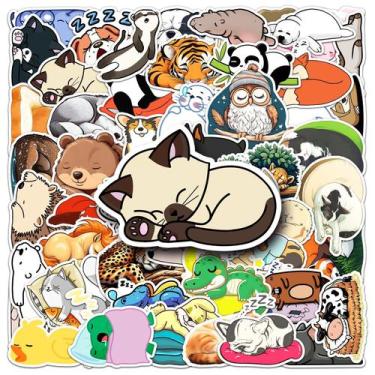 Imagem de Pacote de adesivos Sleeping Animal, 50 peças de desenho animado para c