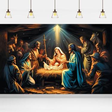 Imagem de Tapeçaria para pendurar na parede Presépio do Nascimento de Jesus 150x