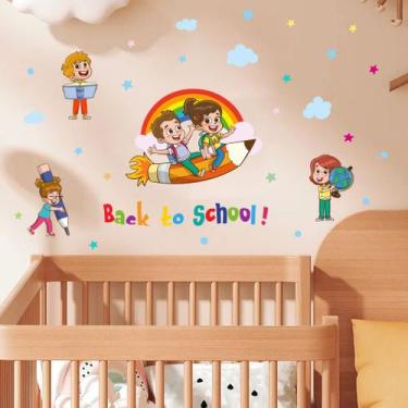 Imagem de Adesivos de parede Back to School Cartoon Kids Classroom PVC - yiweisa