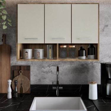 Imagem de Armário Cozinha Aéreo 3 Portas Nicho Suspenso Moderno Organizador Balc