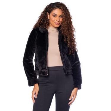 Imagem de Jaqueta Feminina Olho Fatal de Pele Fake Preto, Preto, M