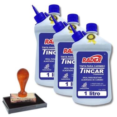 Imagem de Kit 3 Tinta Refil Para Almofada De Carimbo Secagem Rápida 1 Liitro Cad