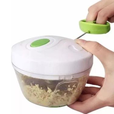 Imagem de Mini Processador Manual Alho Cebola 3 Lâminas Inox Verde - ShopMix