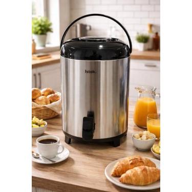 Imagem de Botijão Térmico Inox 9,5 Litros Conserva Bebidas Quentes Frias Resistê