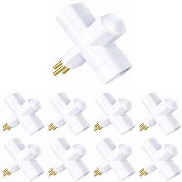 Imagem de Kit 8 Adaptador de Tomada Tipo T Benjamim 2P+T 10A MarGirius