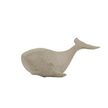 Imagem de Escultura Decorativa Baleia em Resina Areia 25cm SS0326 BTC
