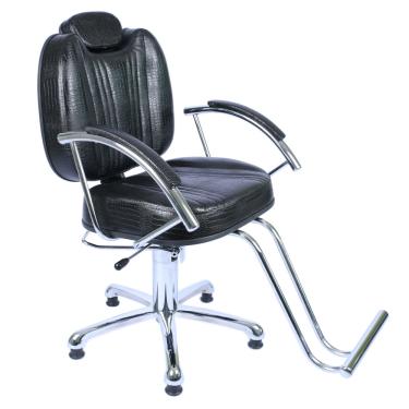 Imagem de Cadeira de barbiro hidraulica reclinavel, cabeleireiro, móveis salão, fortebello moveis - preto croco