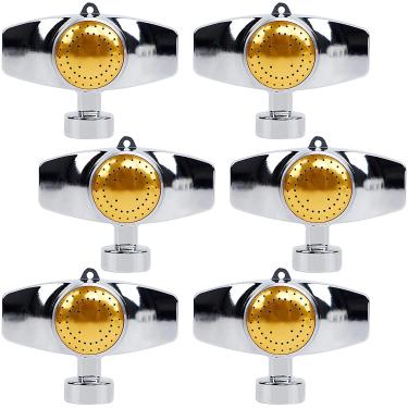 Imagem de Irrigador de manchas de metal, aspersor de padrão circular quadrado de 360 graus com fluxo de água suave, aspersores de mangueira de até 9 m para irrigação de jardim de gramado de área pequena (pacote com 6) - amarelo)