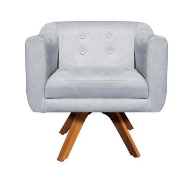 Imagem de Kit 02 Poltronas Giratória Julia Suede Base Madeira