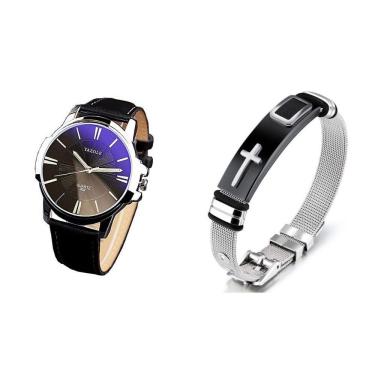 Imagem de Relógio Masculino Yazole 332 Pulseira em Couro e Pulseira em Aço