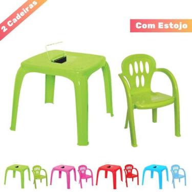 Imagem de Kit Mesa Mesinha E 2 Cadeiras Infantil Plástico Varias Cores - Usual U