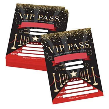 Imagem de Hadley Designs 25 convites VIP – Convites de aniversário VIP elegantes para crianças e adultos, convites de festa VIP premium para noites de cinema, Hollywood e eventos