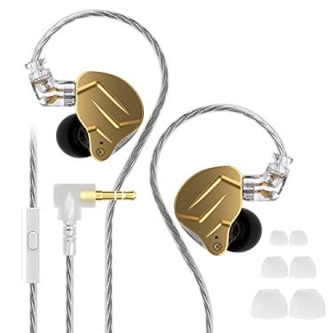 Imagem de Fones de ouvido de metal KZ ZSN Pro X 1BA + 1DD Hybrid Technology HiFi Bass Fones de ouvido para monitor de ouvido Fone de ouvido esportivo com cancelamento de ruído (sem mic,dourado)