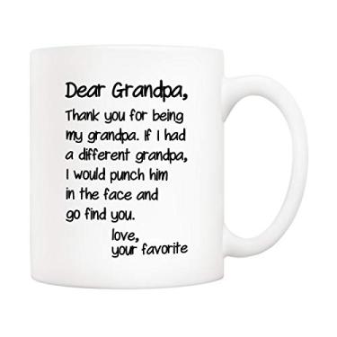 Imagem de 5Aup Caneca de café divertida para o dia dos pais, do Grandson Granddaughter, Dear Grandpa, Thanks for Being. Love Your Favorite Cups 325 ml, ideia de para avô