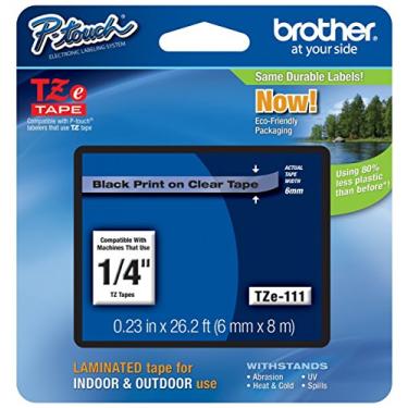 Imagem de Brother 1/4" (6 mm) preto em fita transparente TZe P-touch para rotulador Brother PT-2700, PT2700