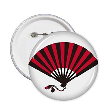 Imagem de Decoração artística decorativa de leque japonês vermelho e preto presente alfinetes da moda, emblema, botão, 5 peças