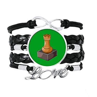 Imagem de OFFbb-USA Rook Amusement Game Intellect Chariot Pulseira Acessório Amor Couro Torcido Pulseira Presente, não aplicar