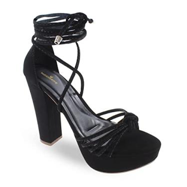 Imagem de Sandália Modarpe Meia Pata Salto Grosso Nozinho Feminina M41 Cor:Preto;Tamanho:34