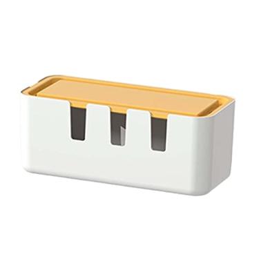 Imagem de WeiLaiKeQi Power Strip Box, corretivo de gerenciamento de fios, caixa de gerenciamento de cabos, organizador de cabos, ocultador para hubs USB de telefone, branco curto