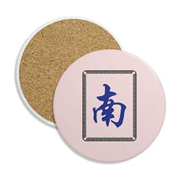 Imagem de Caneca de porta-copos Wind North Mahjong com estampa de azulejos, pedra absorvente de proteção de mesa