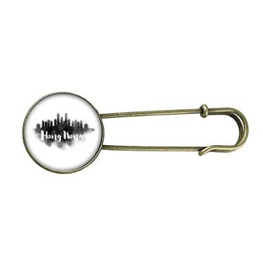 Imagem de Hongkong China Landmark Ink Pintura de cidade Retrô Metal Broche Clip Joias