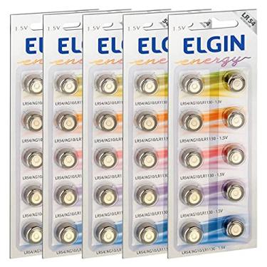 Imagem de Pilha Alcalina LR1130 Elgin Bateria LR54 AG10 kit 50 unidades