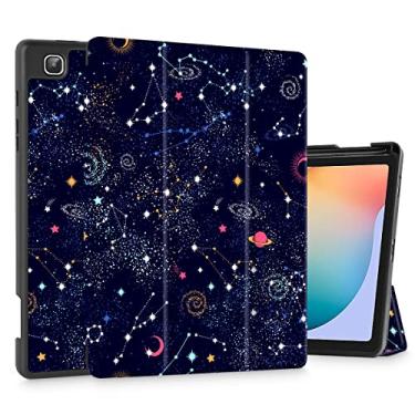 Imagem de Tuiklol Capa para Samsung Tab S6 Lite de 10,4 polegadas 2024/2022/2020 modelo SM-P620/P625/P613/P619/P610/P615, suporte de lápis embutido, capa fina de TPU com três dobras com suporte para