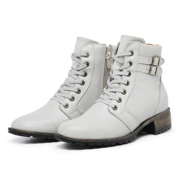 Imagem de COTURNO FEMININO CANO MÉDIO DE COURO TRATORADO BRANCO GELO-Masculino