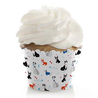 Imagem de Pawty Like a Puppy – Decorações para chá de bebê ou festa de aniversário – Embalagem de cupcake de festa – Conjunto de 12
