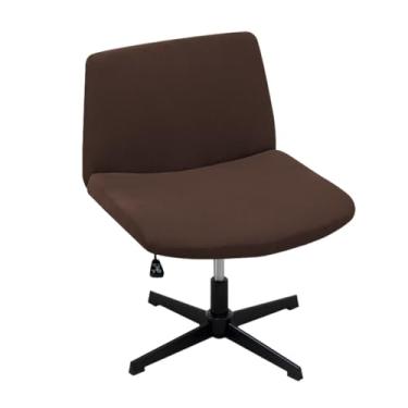 Imagem de Kitegrese Capa para cadeira de escritório cruzada, substituível, elástica, sem braços, capa protetora de assento largo, para decoração de cadeira de escritório em casa (café)