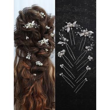 Imagem de SELFCLOUD Alfinetes de cabelo de noiva de folha de liga de pérola, peças de cabelo de noiva para casamento, acessórios de cabelo em forma de U, acessório de cabeça para casamento, noivas, mulheres e