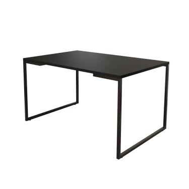 Imagem de Mesa de Jantar Industrial 6 Lugares Preta 140x90 Base Aço Preto